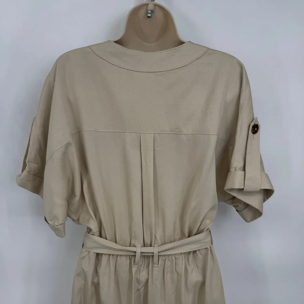 Scotch & Soda Utility Button Front Dress Womens S Khaki Tan Tencel Belt Pockets - Picture 4 of 13